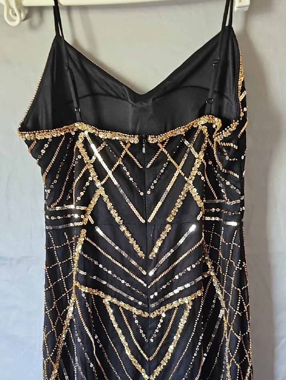Gold-Embellished Black Evening Gown - image 11